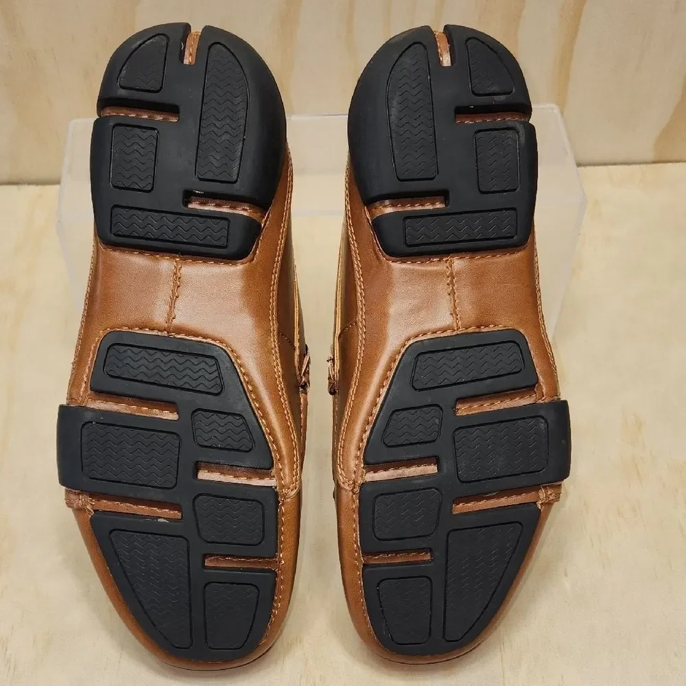 Kenneth Cole Reaction Brown Loafers Faux Leather Men 8.5 M Driving Shoe Slip On